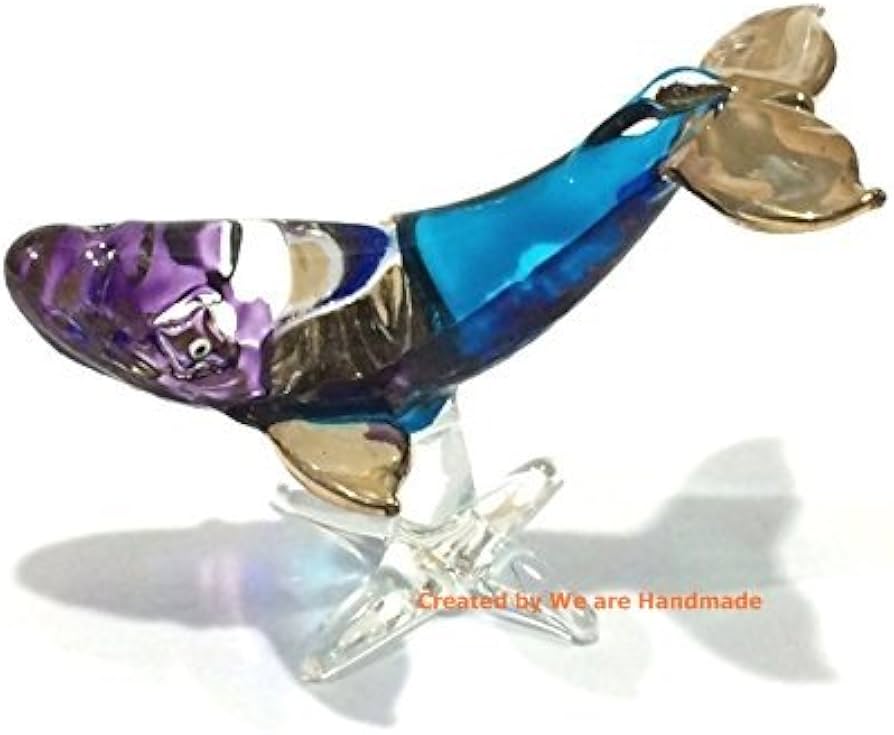 Amazon.co.jp: 手作り手吹きガラス クジラ ガラス細工 ガラスの置物